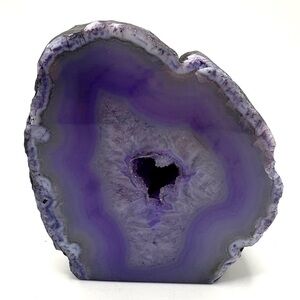 Purple-Dyed Agate Geode Slice Crystal Druzy 3”